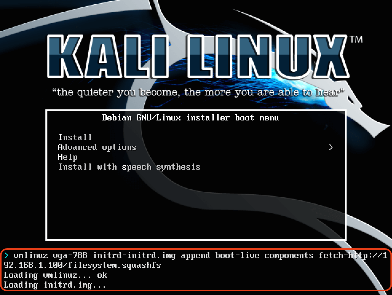 Kali Boot Screen