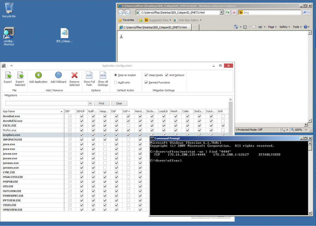 Figure 6: Remote Shell with EMET 5 enabled