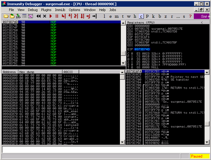 Executing our NOPSLED | Metasploit Unleashed