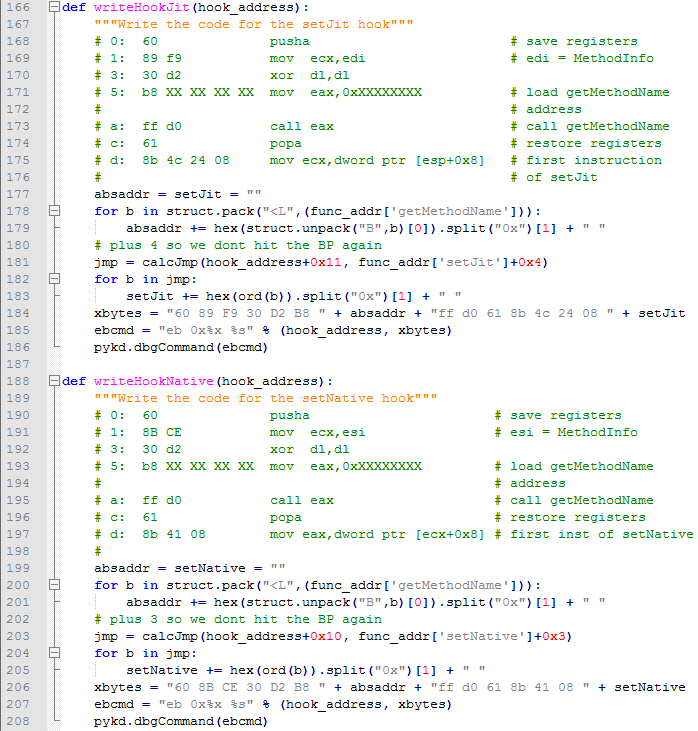 Setting up the hooks to resolve native and jitted functions