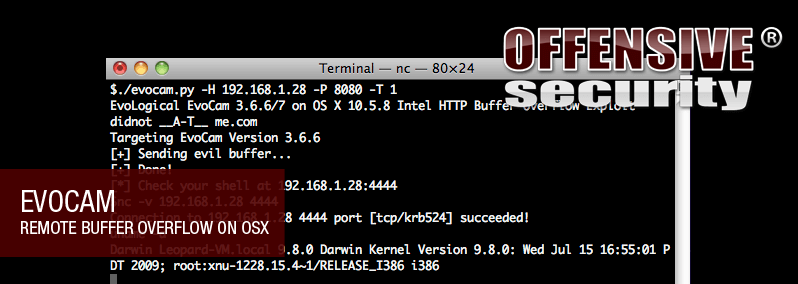 Evocam Remote Buffer Overflow on OSX