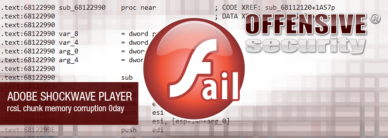 Adobe Shockwave player rcsL chunk memory corruption 0day